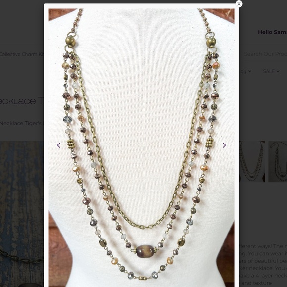 Bohemian “ Medina 2 “ Magnetic Adjustable Beaded Necklace Tigers Eye - Picture 6 of 7